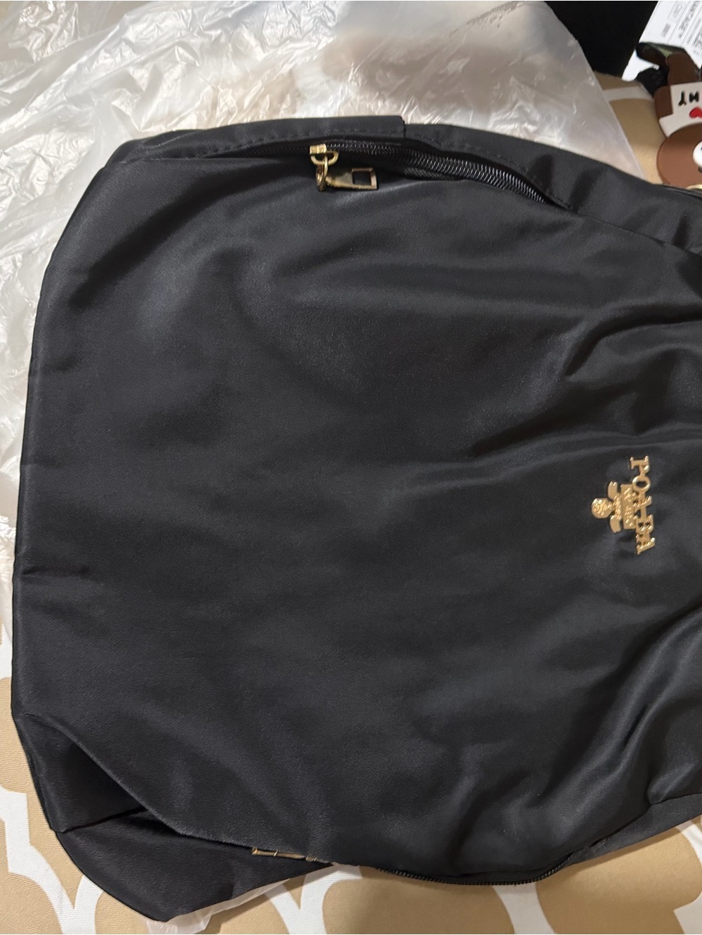 Source Unknown Black Backpack with Gold Accents